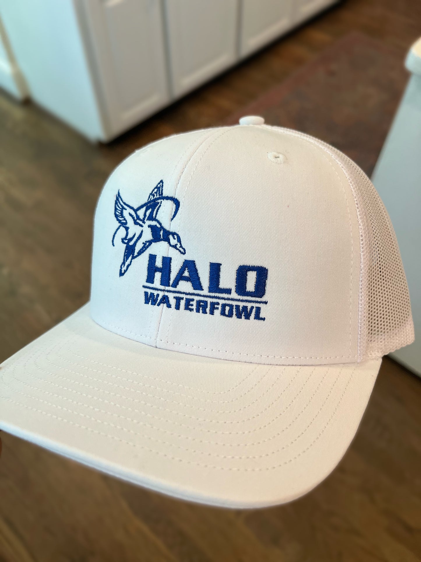 Blue on White/White Hat - Full Logo